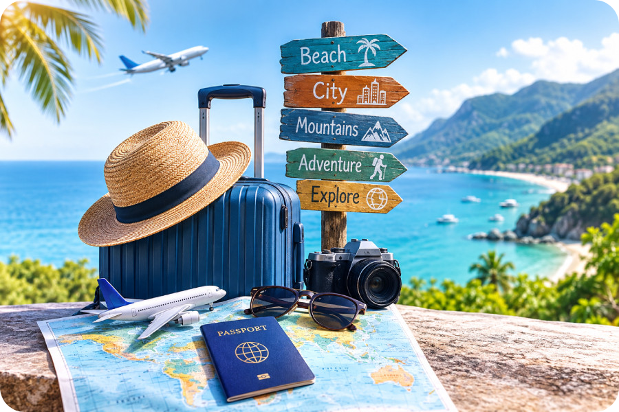 World travel illustration